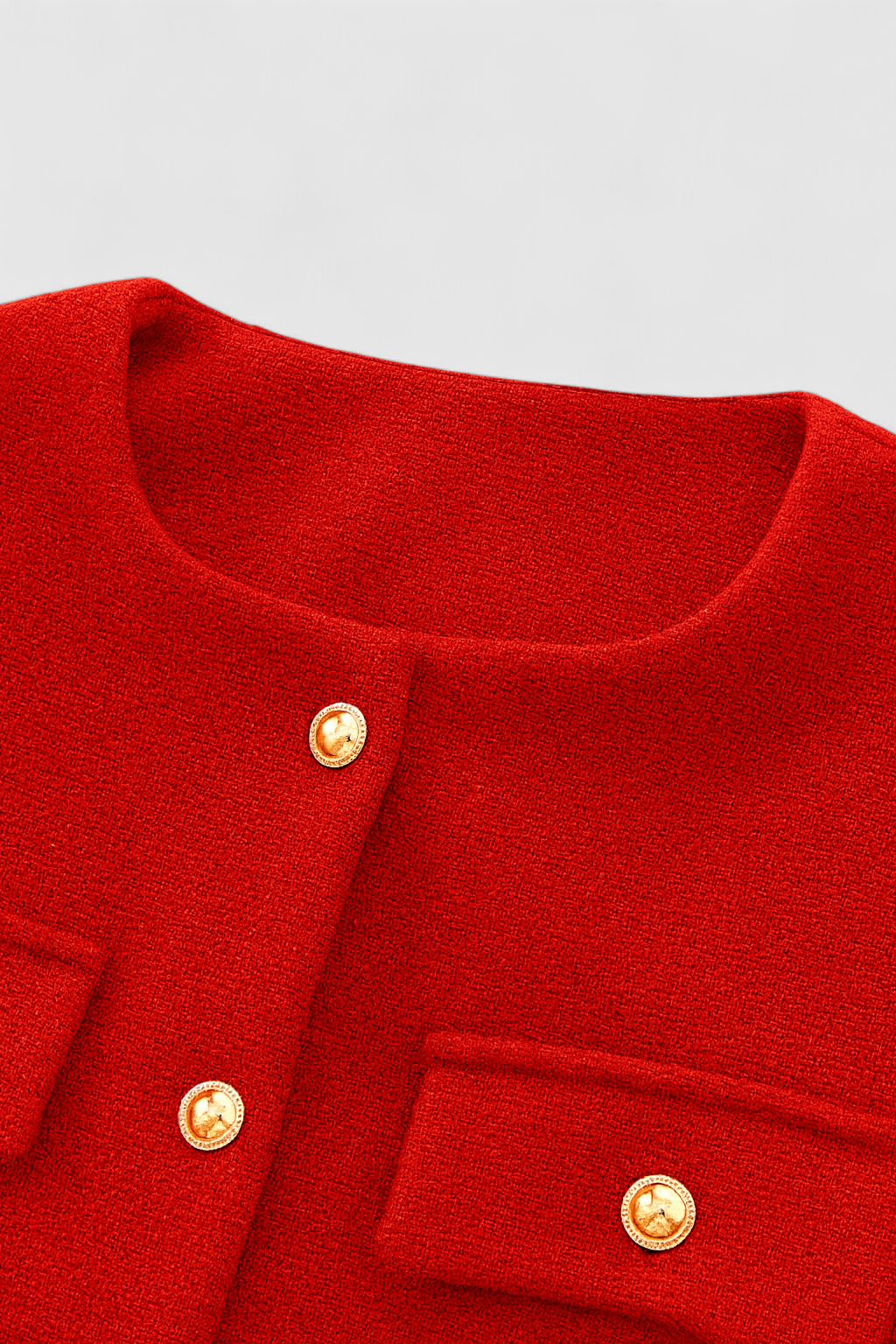 Maison Cropped Button Jacket | Structured Silhouette Clean O-Neck