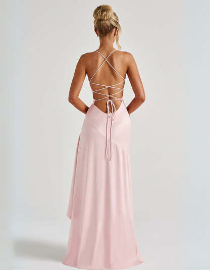 | Draped Ruffle Detail Evening Gown
