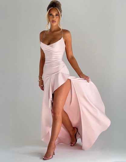 | Draped Ruffle Detail Evening Gown