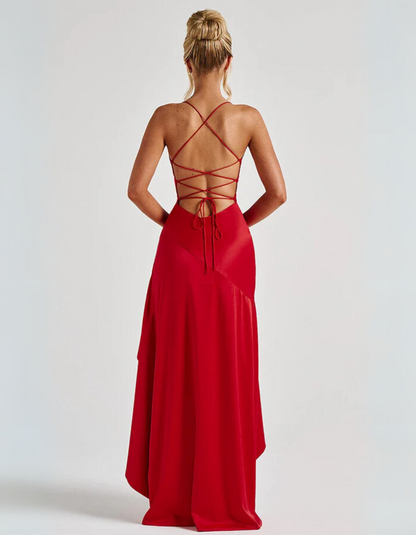 | Draped Ruffle Detail Evening Gown