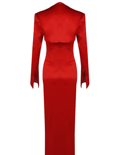 | Sculpted Rose Detail Satin Evening Gown