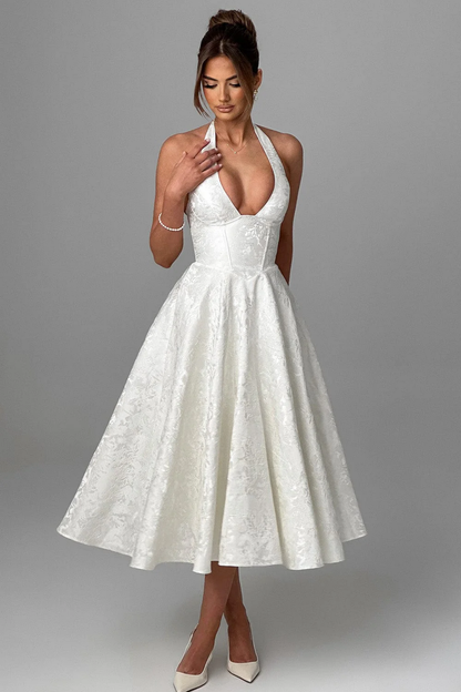 | Bow Halterneck Midi Evening Dress