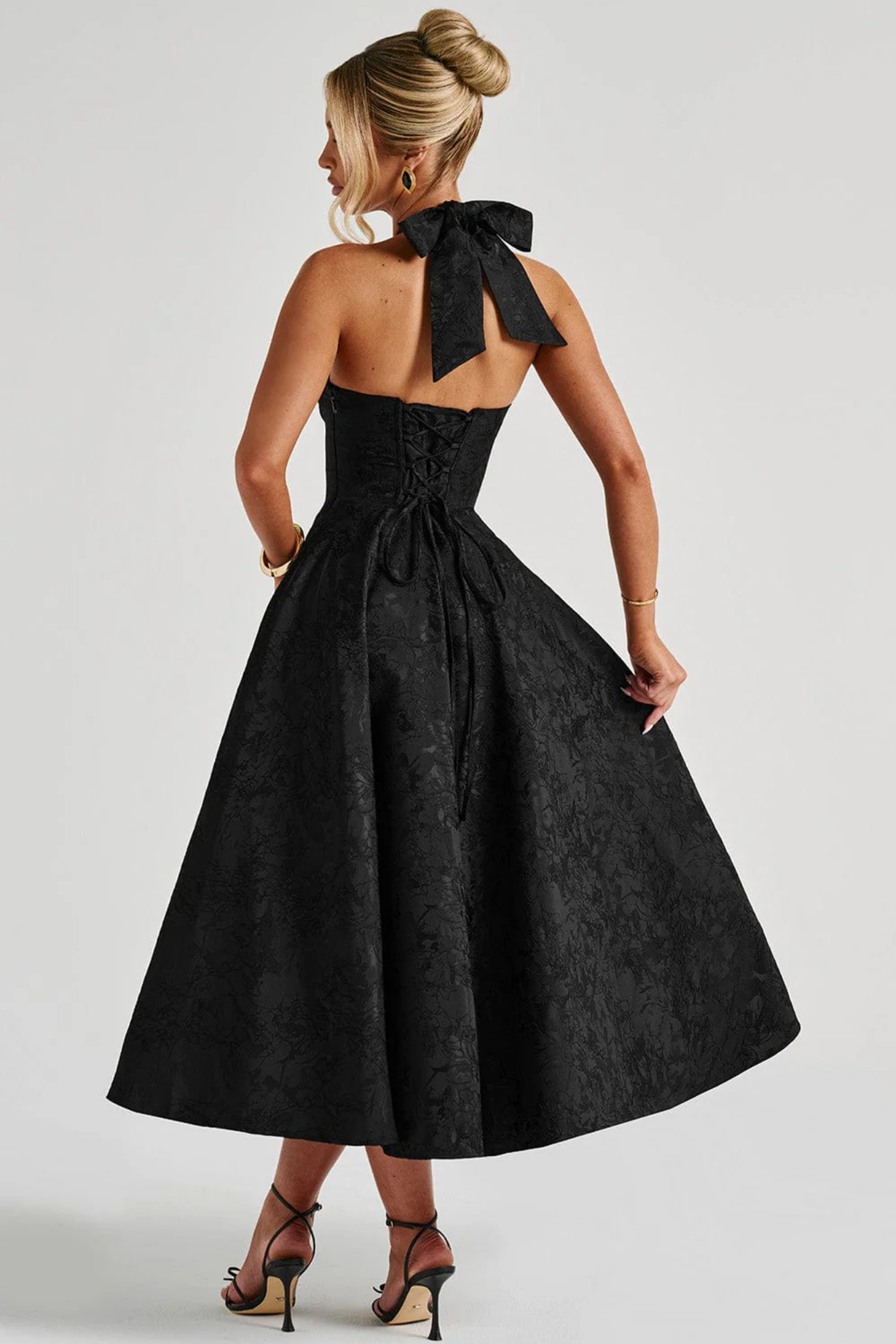 | Bow Halterneck Midi Evening Dress