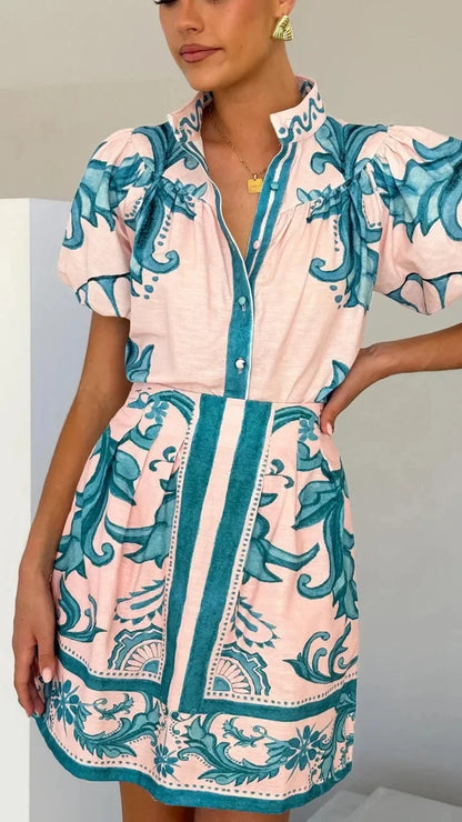 | Linen Floral Cocktail Dress