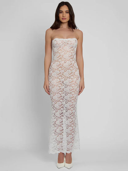 Lace Off-shoulder Strapless Bodycon Dress