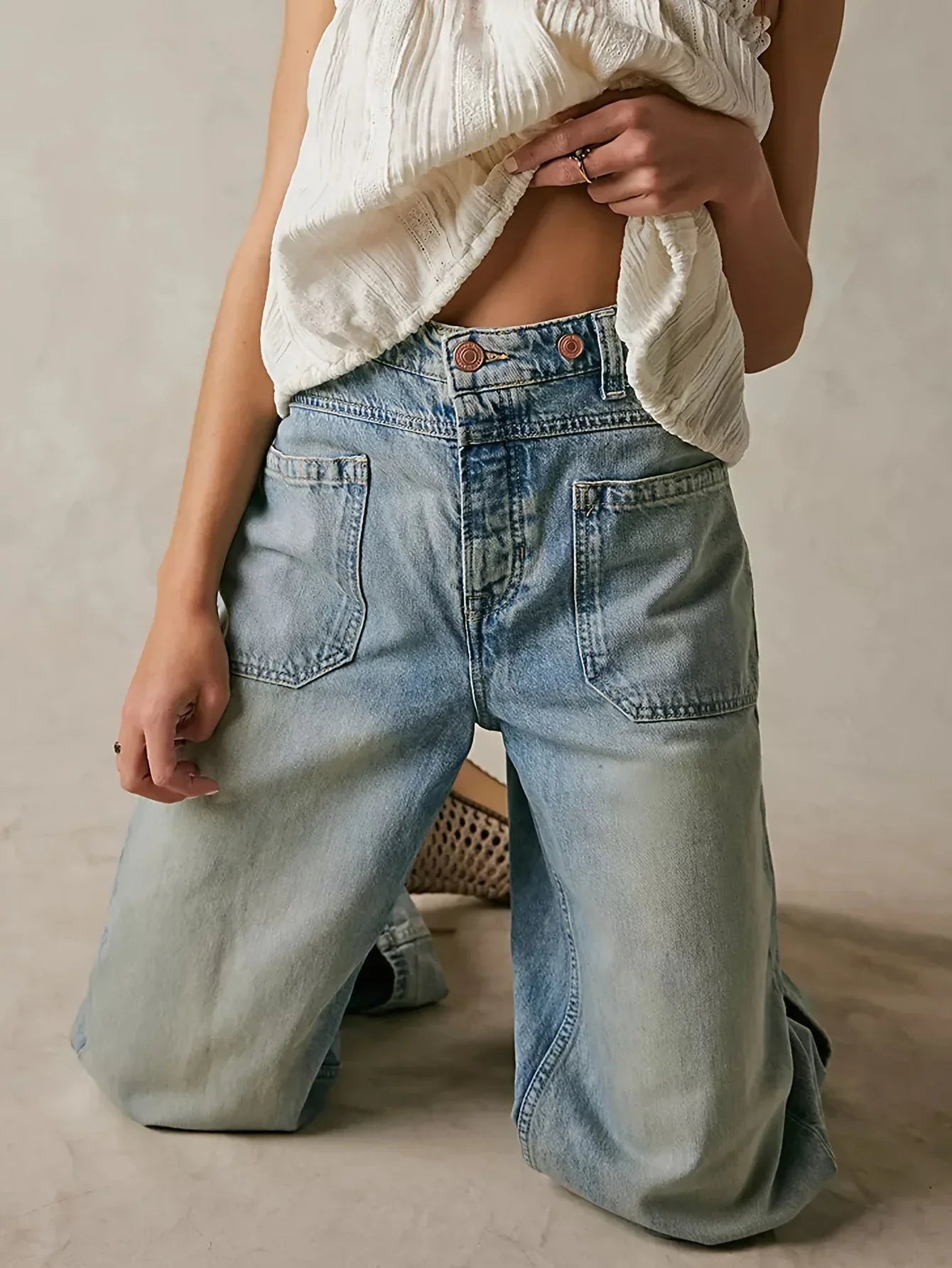 | High-Waist Wide-Leg Denim