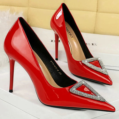 Metal Buckle Rhinestone High Heel Women Pumps