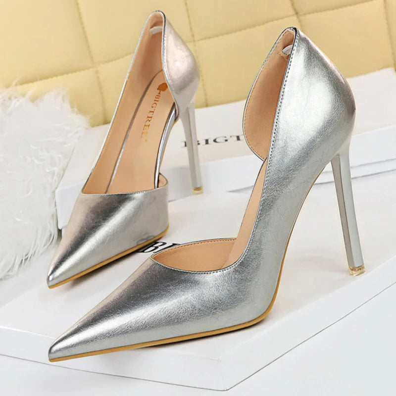 Sexy Pu Leather Kitten Heels Party Shoes for Women