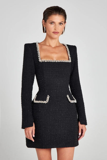 | Tweed Pearl Trim Blazer Mini Dress