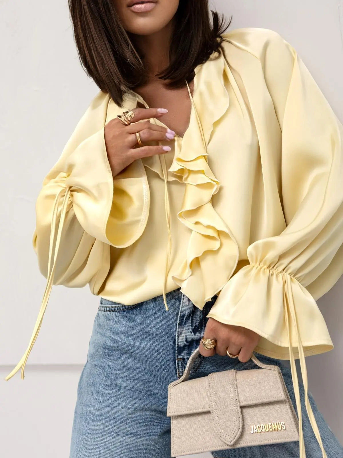| Satin Ruffle Blouse