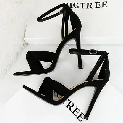 11cm High Heeled Suede Stilettos Sandals for Ladies Summer