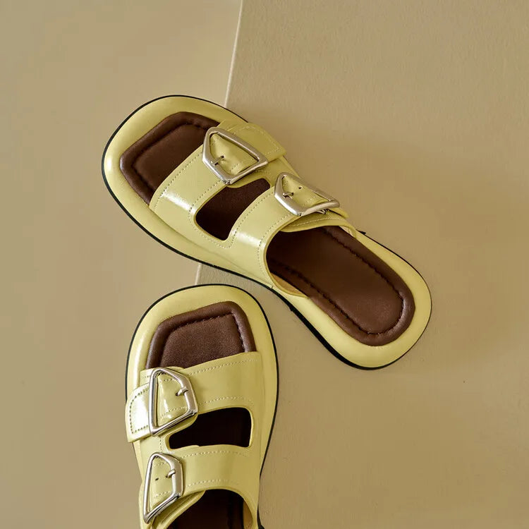 | Twin-Buckle Slide Sandals