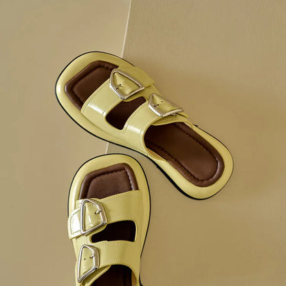 | Twin-Buckle Slide Sandals