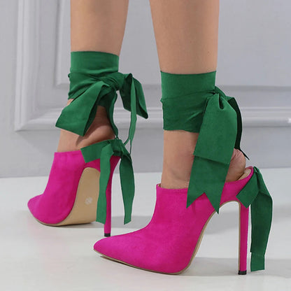 Green Ankle Strap High Heels Shoes for Women, Perfect for Spring and Autumn