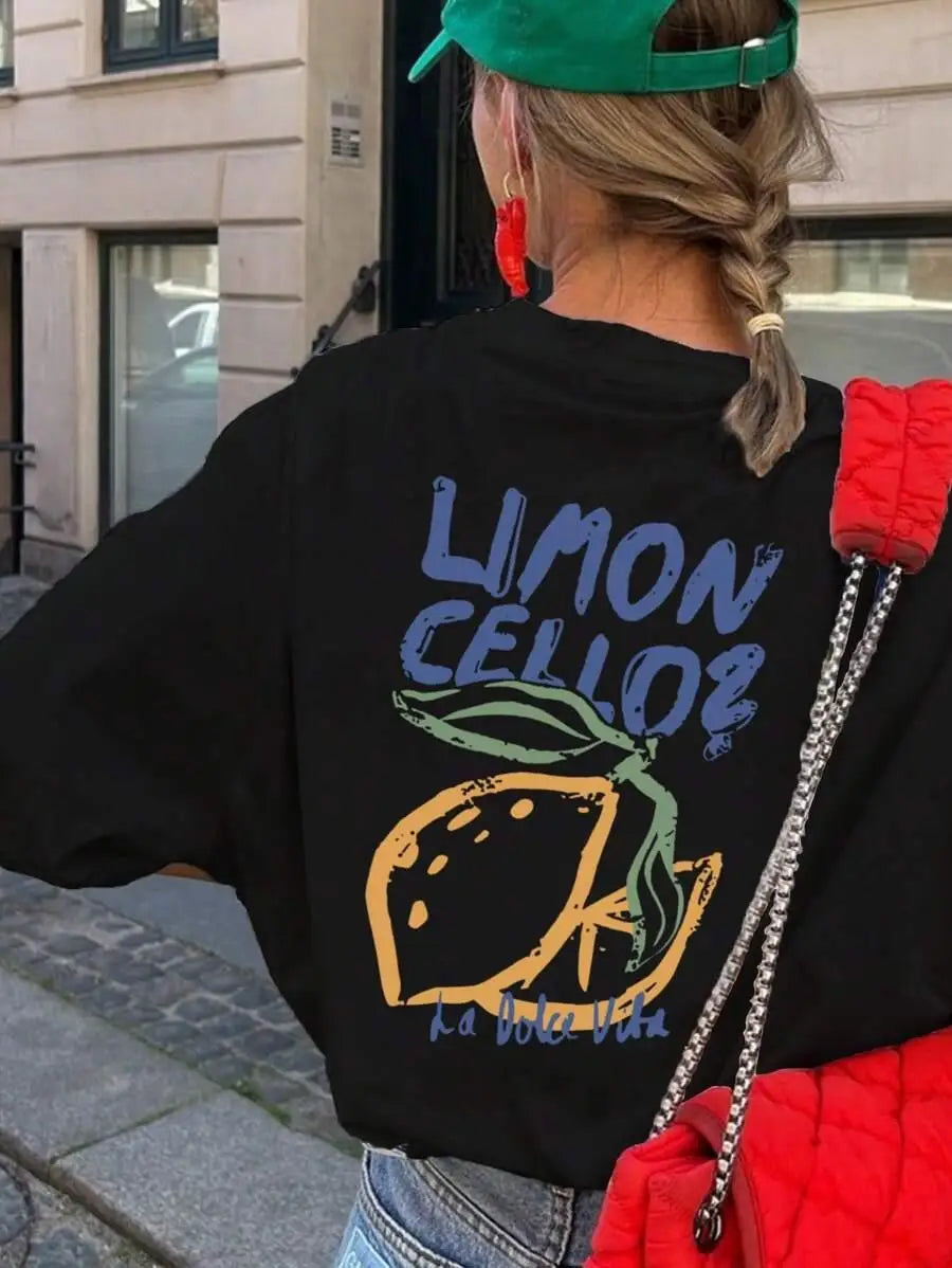 Lemon Graphic Loose Cotton T-shirt
