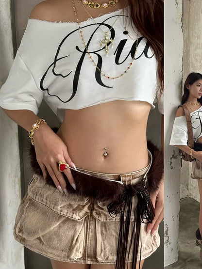 Biased Collar Mini Crop Top