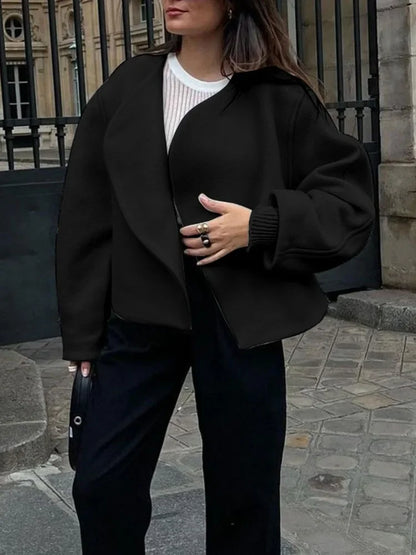 Elegant Scalloped Woolen Short Coat