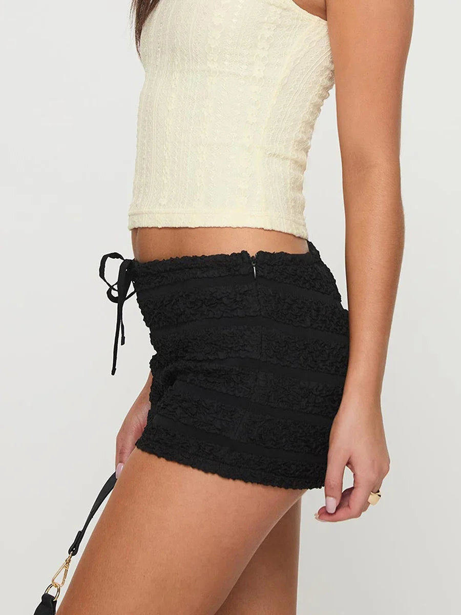 Textured Tie-Up Bohemian Short