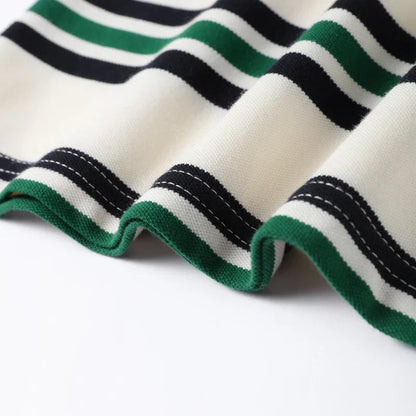 Vintage Stripe Basic Women's T-shirt Casual Long Sleeve Female All Match Polo Shirt Spring New Ladies Loose Tops High Street