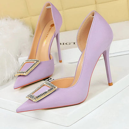 Metal Rhinestone Lady Heels Luxury Party Shoes Elegant High Heels for Women