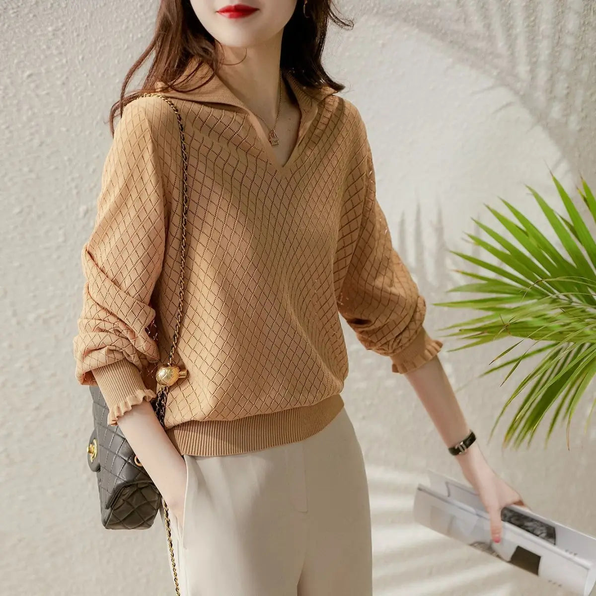 | Knit Top in Diamond Pattern