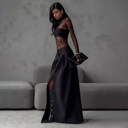 Casual Slit A-line Hem Skirt