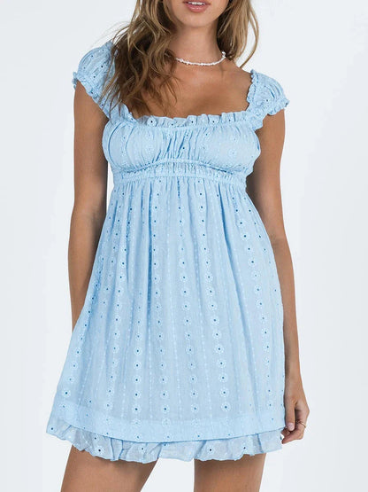 Embroidery Sleeveless Loose A Line Mini Dress