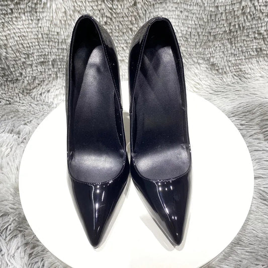 Black Patent Leather Women Pointy Toe High Heel Shoes