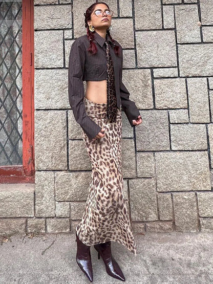 Print Satin Slip Maxi Skirt