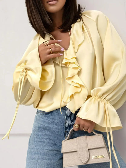 | Satin Ruffle Blouse