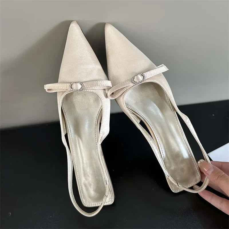 Elegant Fashion Bow Pointed Toe Women Pumps for Party Dress Prom with Low Heels