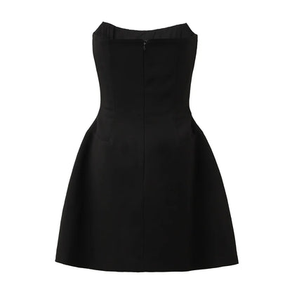 Diamonds Black Crystal Pearl Mini | Midi Dress