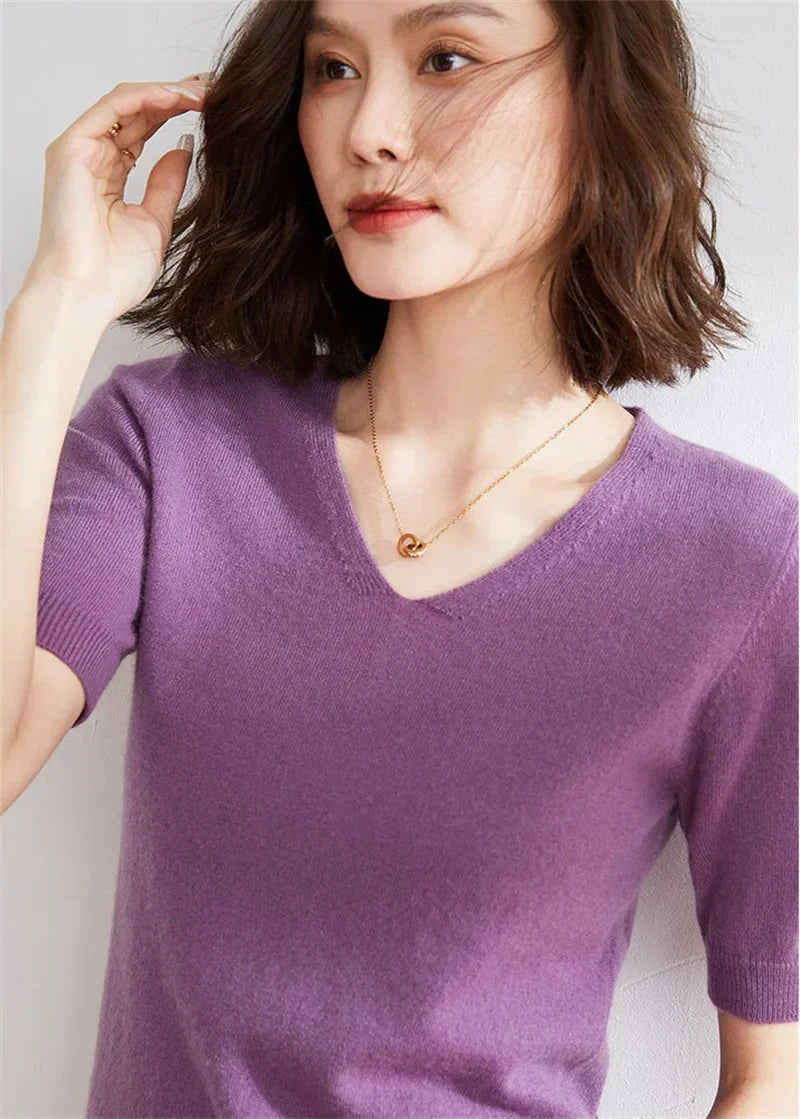 | V-Neck Knit Top