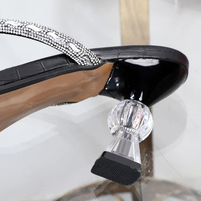 Rhinestone Toe-Clip Stiletto High Heels for Women's Summer Wear