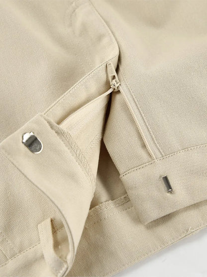 Khaki Classic Wide Leg Pant Women High Waist Pocket Loose Simple Trouser Autumn Winter Streetwear Fashion Casual Pants New