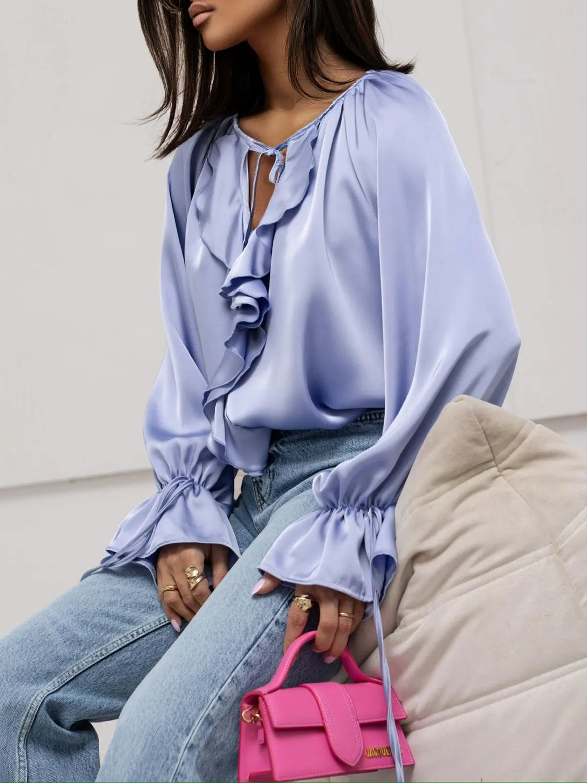 | Satin Ruffle Blouse