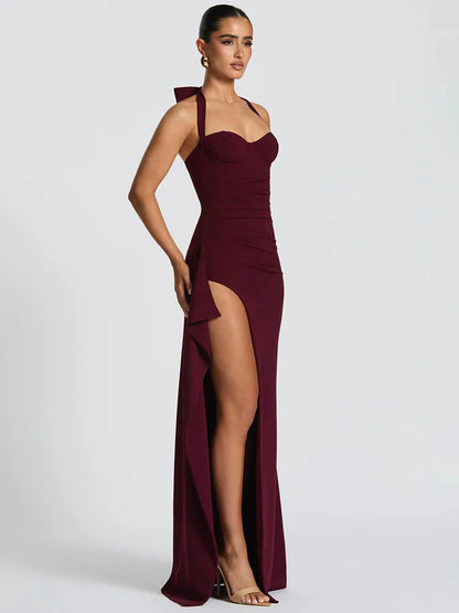 Halter Split Lace Sleeveless Bodycon Dress