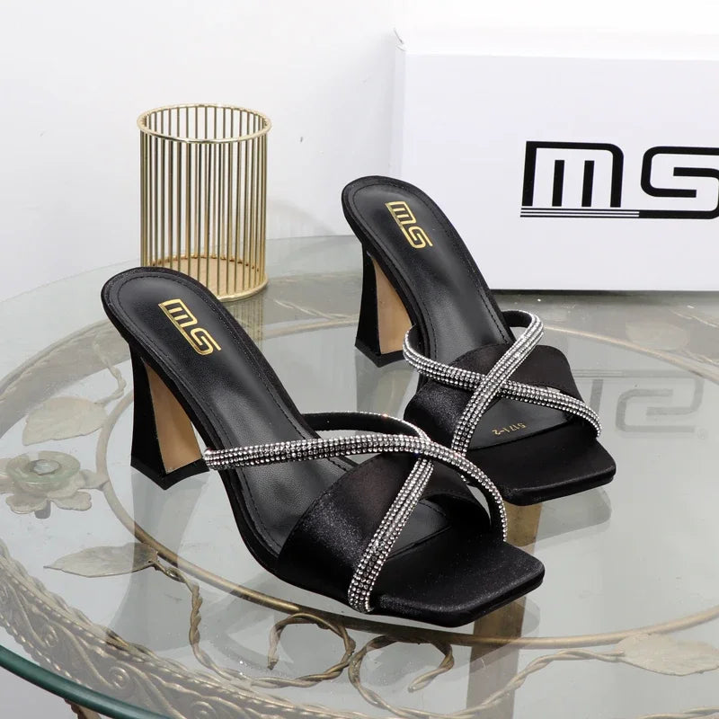 Luxury designer stiletto heels with rhinestones for plus size women