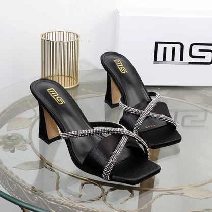 Luxury designer stiletto heels with rhinestones for plus size women