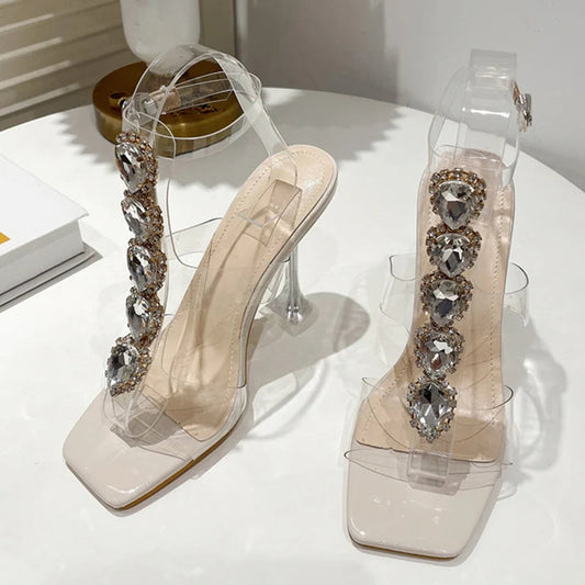 Crystal Rhinestone High Heel Sandals for Summer Party Wedding Fashion