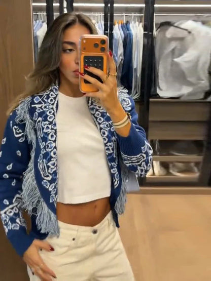 Bandana Cropped Cardigan