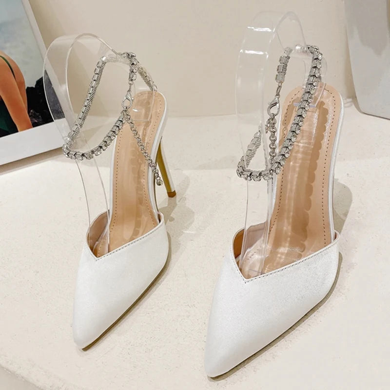 Rhinestones Chain Women Pumps - Elegant High Heels