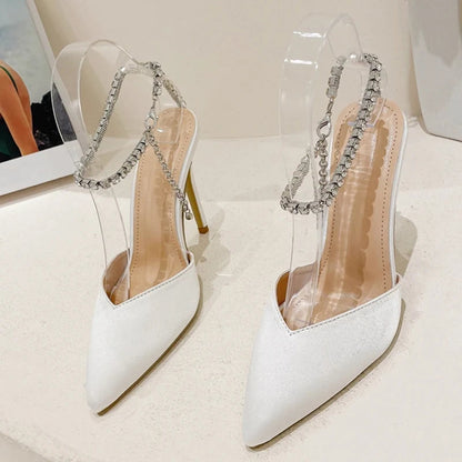 Rhinestones Chain Women Pumps - Elegant High Heels