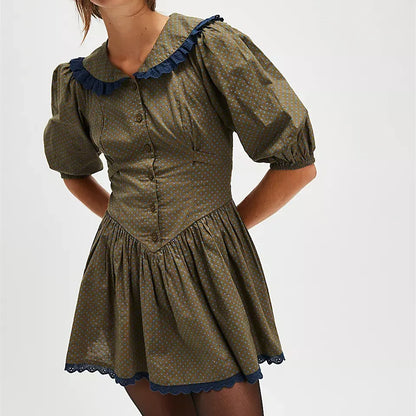 | Lace Collar Mini Dress