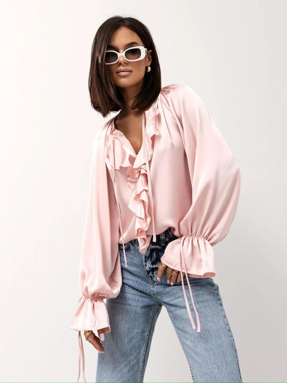 | Satin Ruffle Blouse