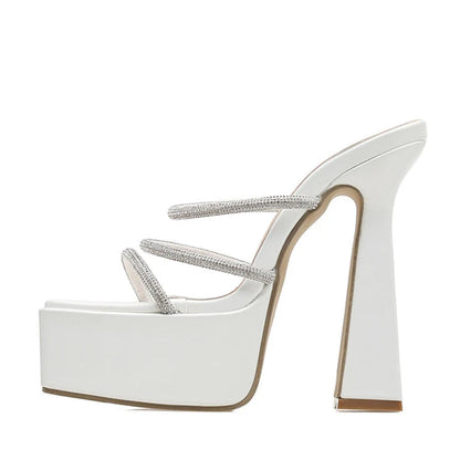 Summer Crystal Rhinestone Platform Slippers for Women