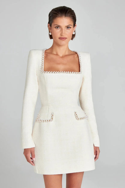 | Tweed Pearl Trim Blazer Mini Dress