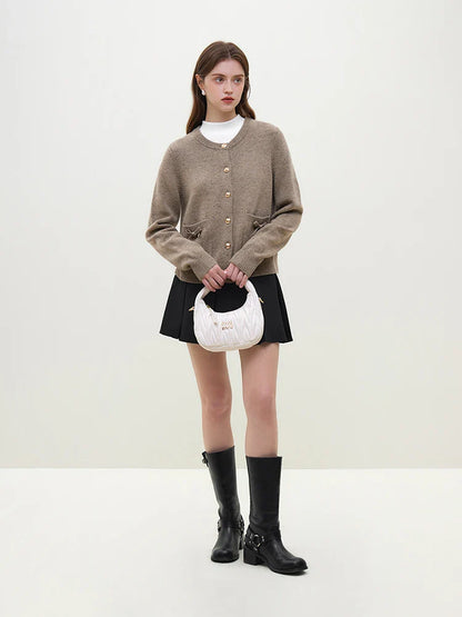 Handmade Bow Full Sleeve Knit Cardigan