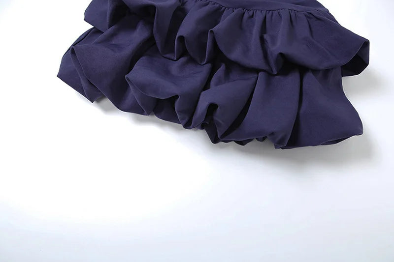 Halter Neck Square Neck Tiered Bubble Hem Mini Dress