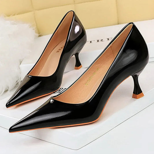 5.5cm Heels Patent Leather Women Pumps for Occupational OL Office Wear